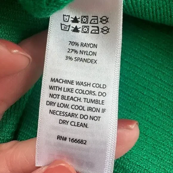 House Of Harlow 1960 Green Crop Ribbed Sculpt Knit Criss Cross Top Large - Picture 7 of 8